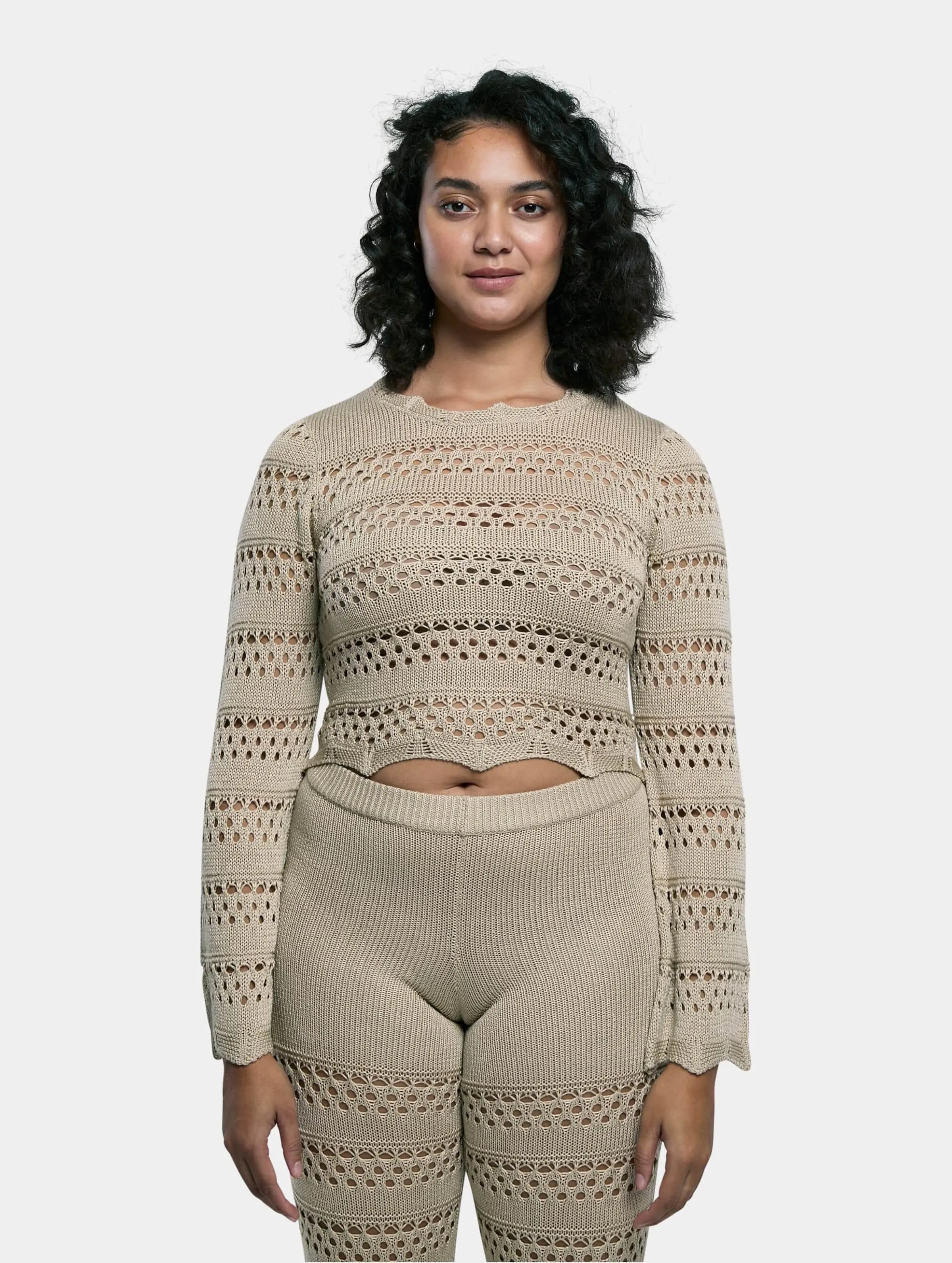 Urban Classics Ladies Cropped Crochet Knit