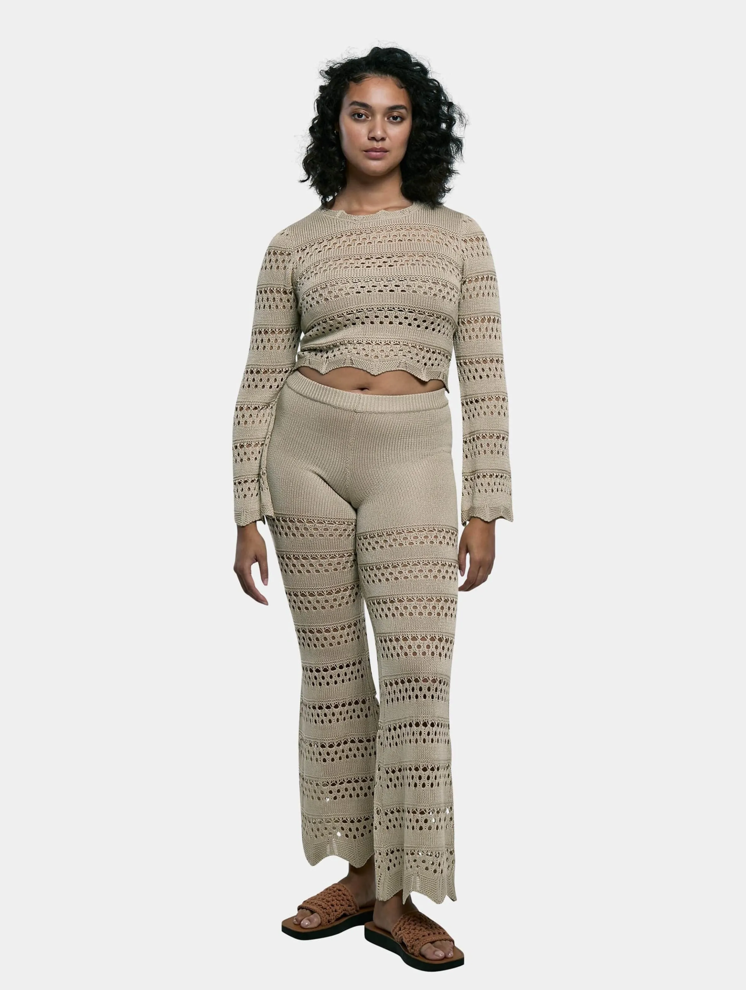 Urban Classics Ladies Cropped Crochet Knit