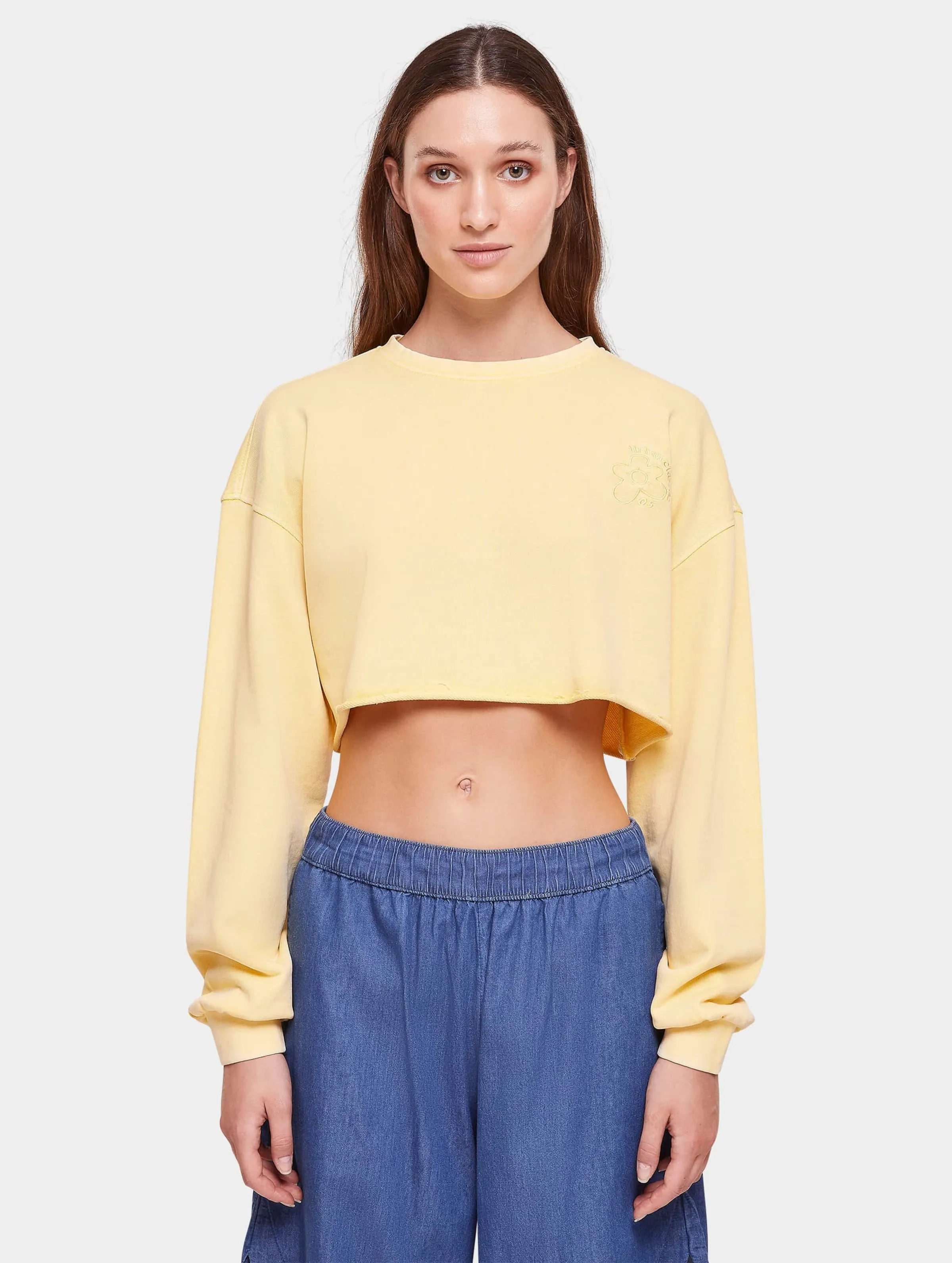 Urban Classics Ladies Cropped Flower Embroidery