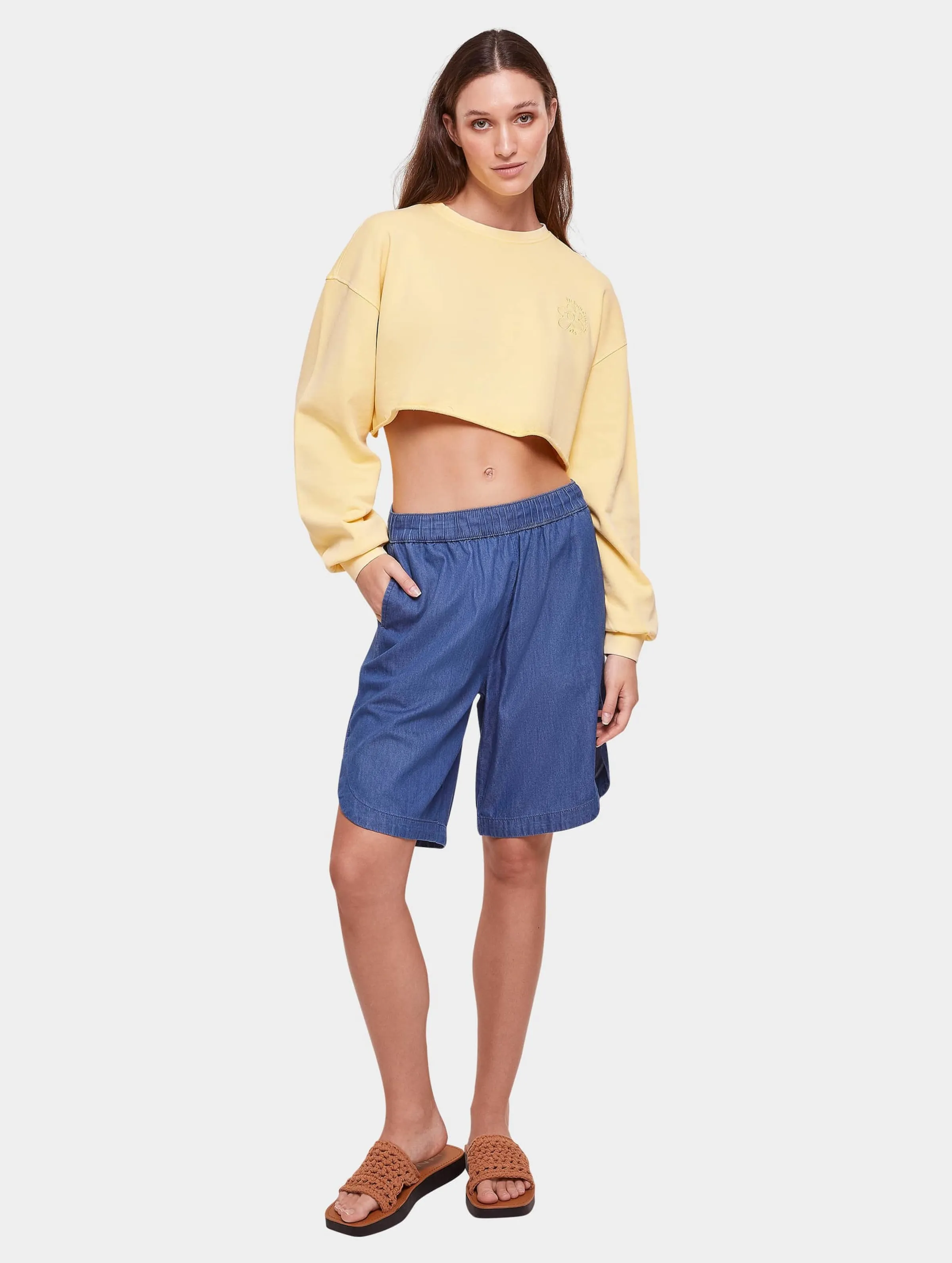 Urban Classics Ladies Cropped Flower Embroidery