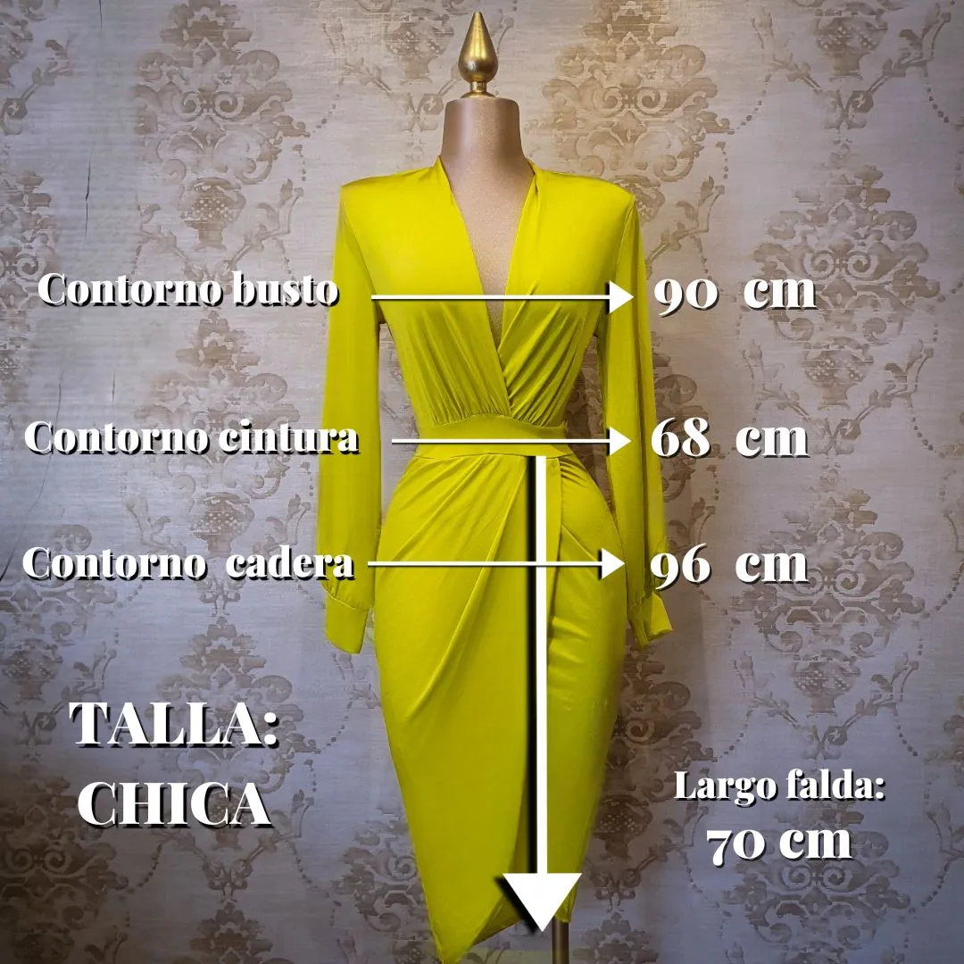 Vestido Amarillo Corto con Lycra Manga Larga