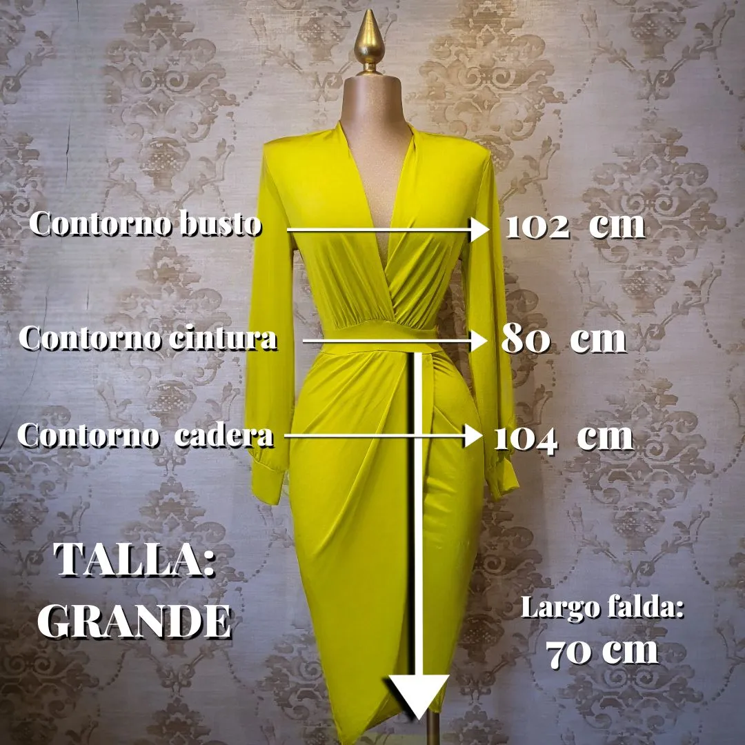 Vestido Amarillo Corto con Lycra Manga Larga
