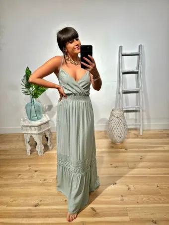 Vestido Crochet MOALA Verde Menta