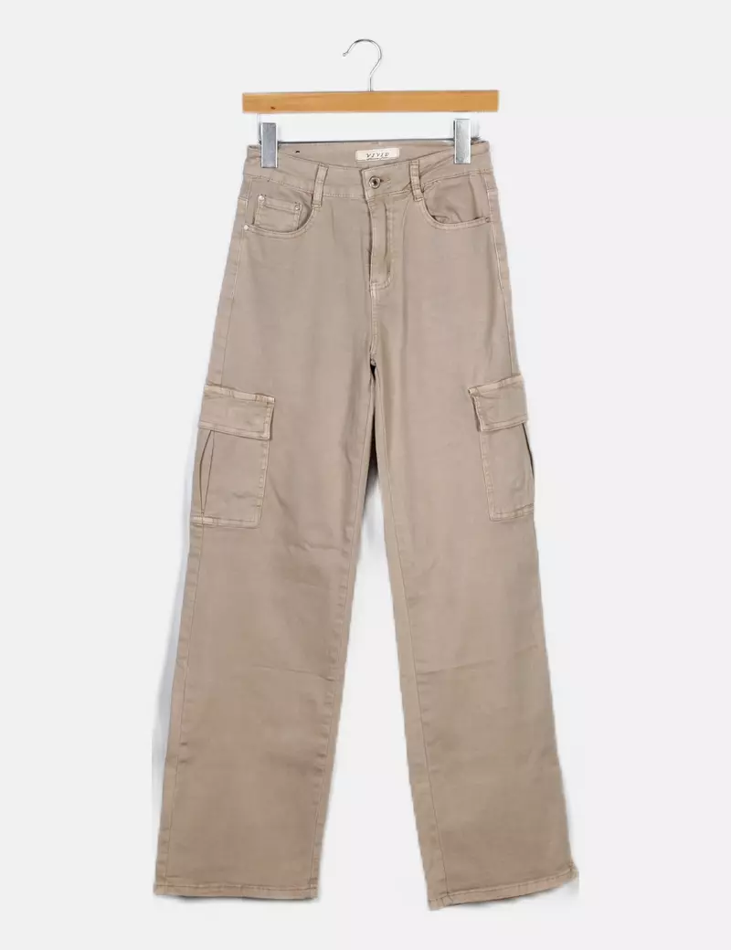 VIVID Pantalón denim beige