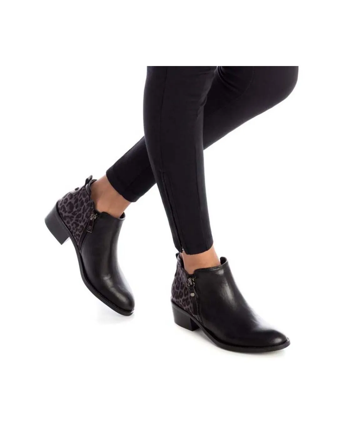 XTI 44471 BOTIN MUJER TACÓN LEOPARDO