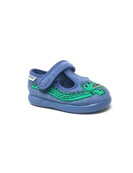 zapatilla casa rizo azul