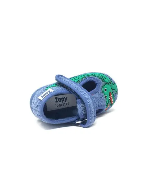zapatilla casa rizo azul