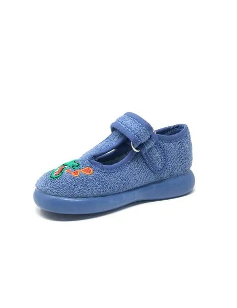 zapatilla casa rizo azul