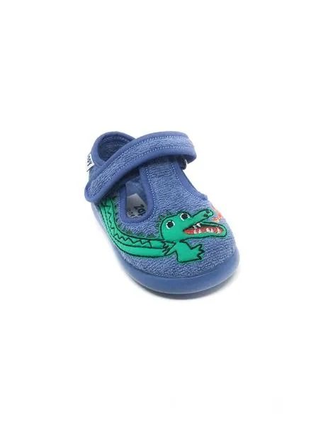 zapatilla casa rizo azul