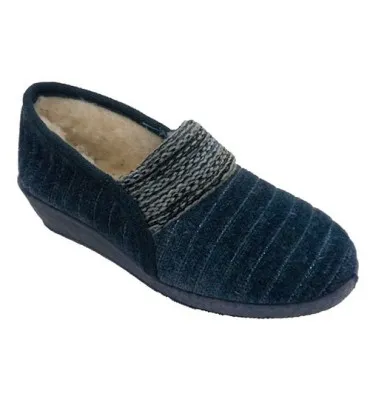Zapatilla invierno mujer elástico empeine forro lana Soca en azul