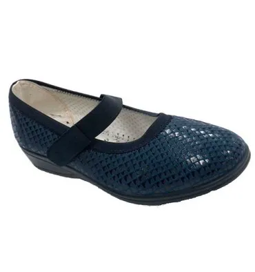 Zapatilla merceditas licra mujer muy ancha velcro Doctor Cutillas en azul marino