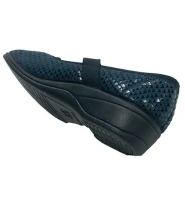 Zapatilla merceditas licra mujer muy ancha velcro Doctor Cutillas en azul marino