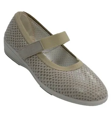 Zapatilla merceditas licra mujer muy ancha velcro Doctor Cutillas en beig