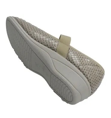 Zapatilla merceditas licra mujer muy ancha velcro Doctor Cutillas en beig