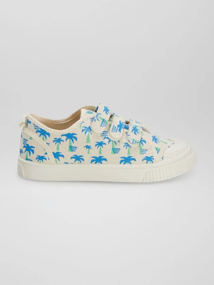 ZAPATILLAS BAJAS DE TELA ESTAMPADAS  BLANCO