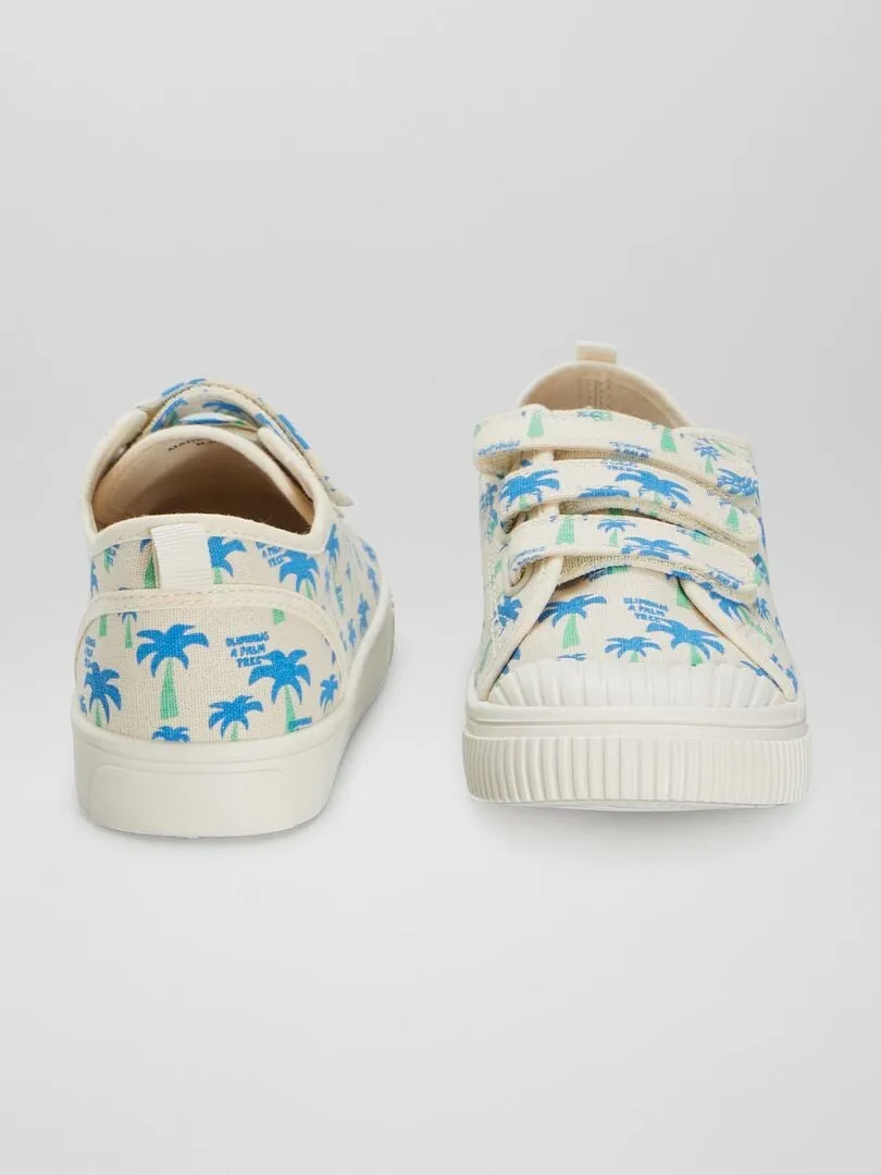 ZAPATILLAS BAJAS DE TELA ESTAMPADAS  BLANCO