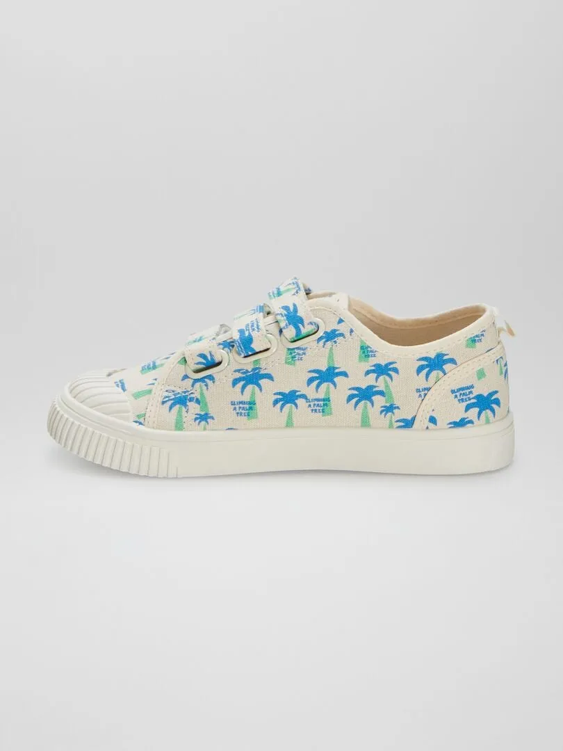 ZAPATILLAS BAJAS DE TELA ESTAMPADAS  BLANCO
