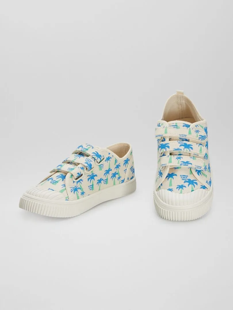 ZAPATILLAS BAJAS DE TELA ESTAMPADAS  BLANCO