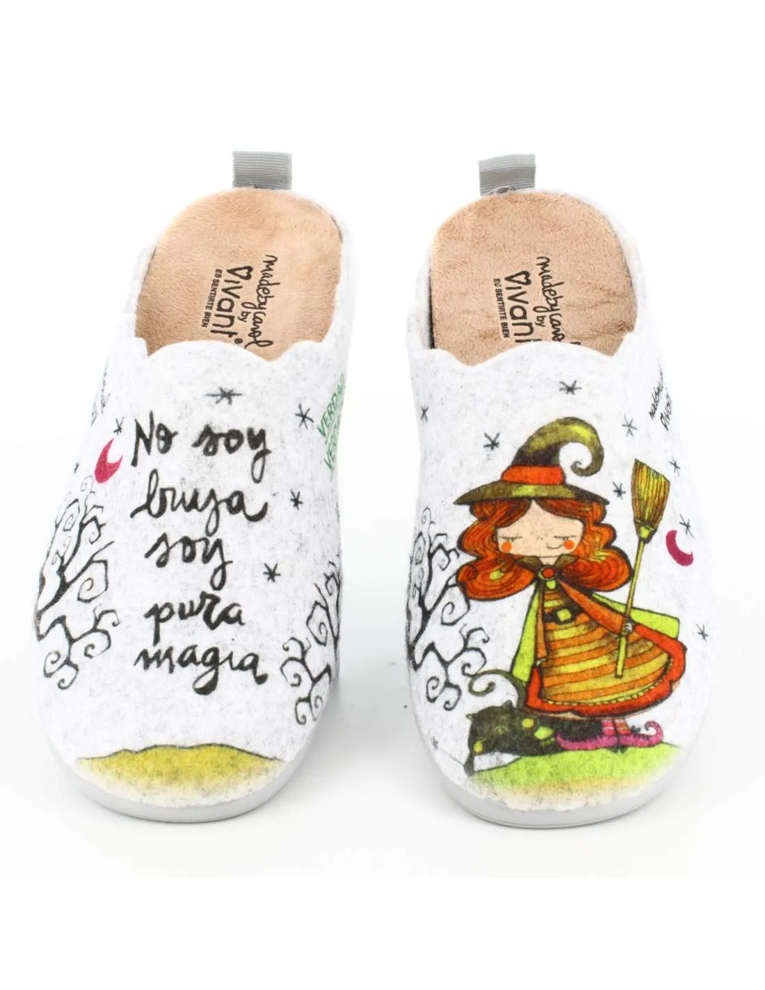 Zapatillas de Casa "No soy bruja, soy pura magia" Fieltro Gris