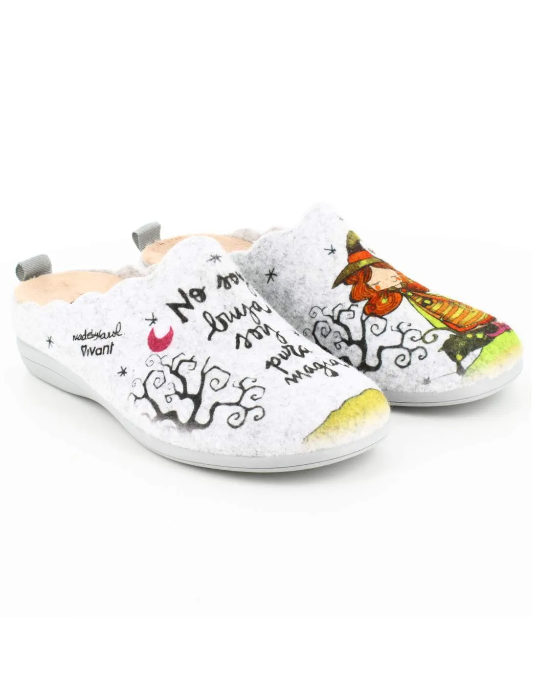Zapatillas de Casa "No soy bruja, soy pura magia" Fieltro Gris