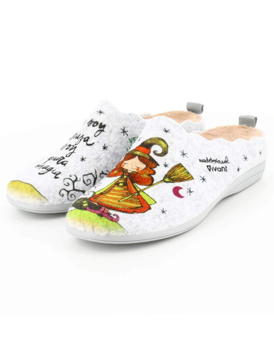 Zapatillas de Casa "No soy bruja, soy pura magia" Fieltro Gris