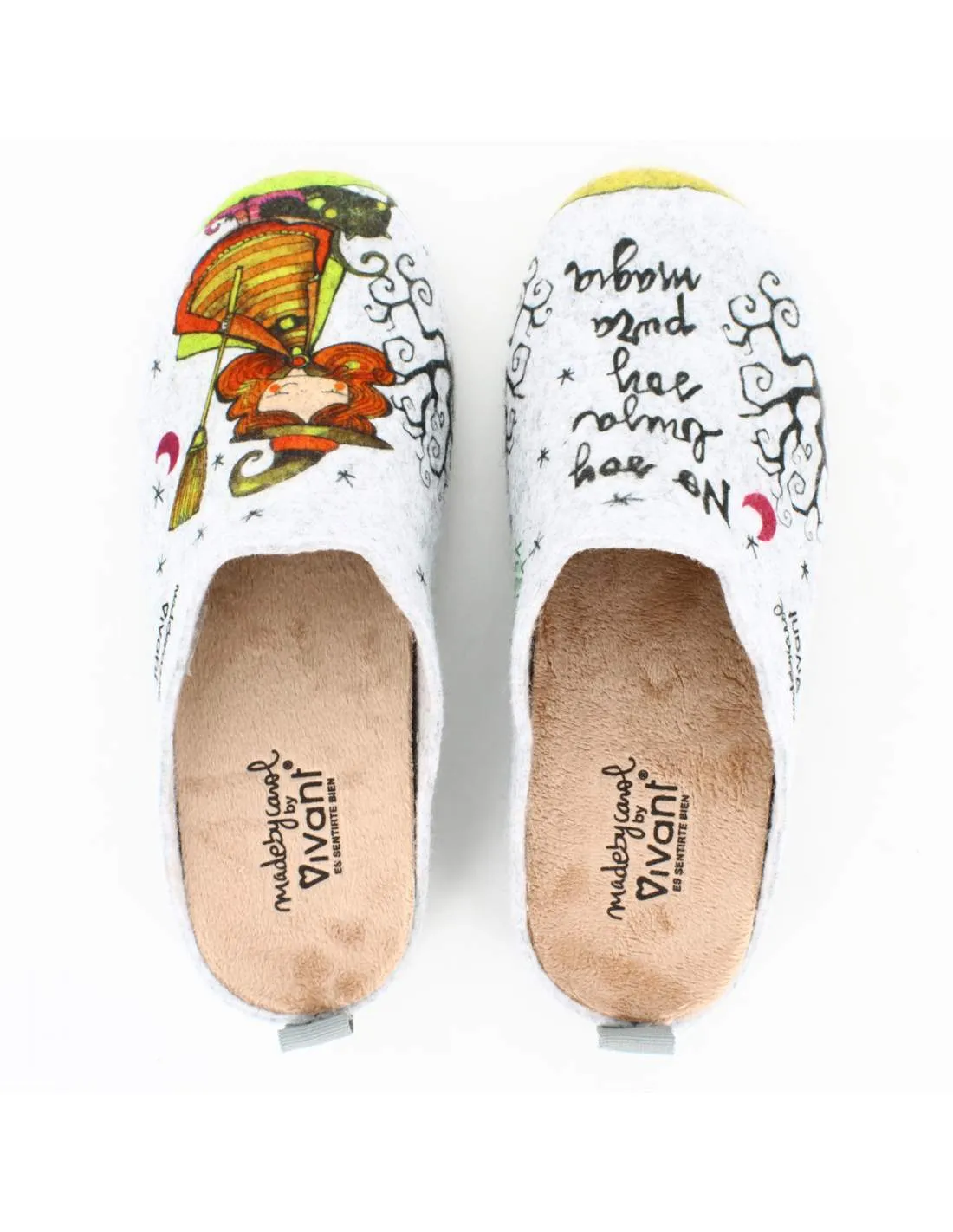 Zapatillas de Casa "No soy bruja, soy pura magia" Fieltro Gris