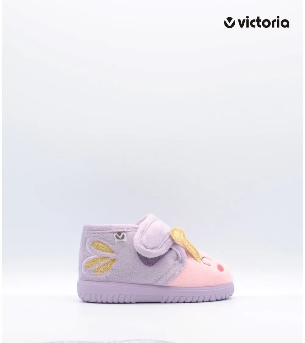 ZAPATILLAS DE CASA VICTORIA VELCRO OJALÁ ANIMALES MARIPOSA LILA