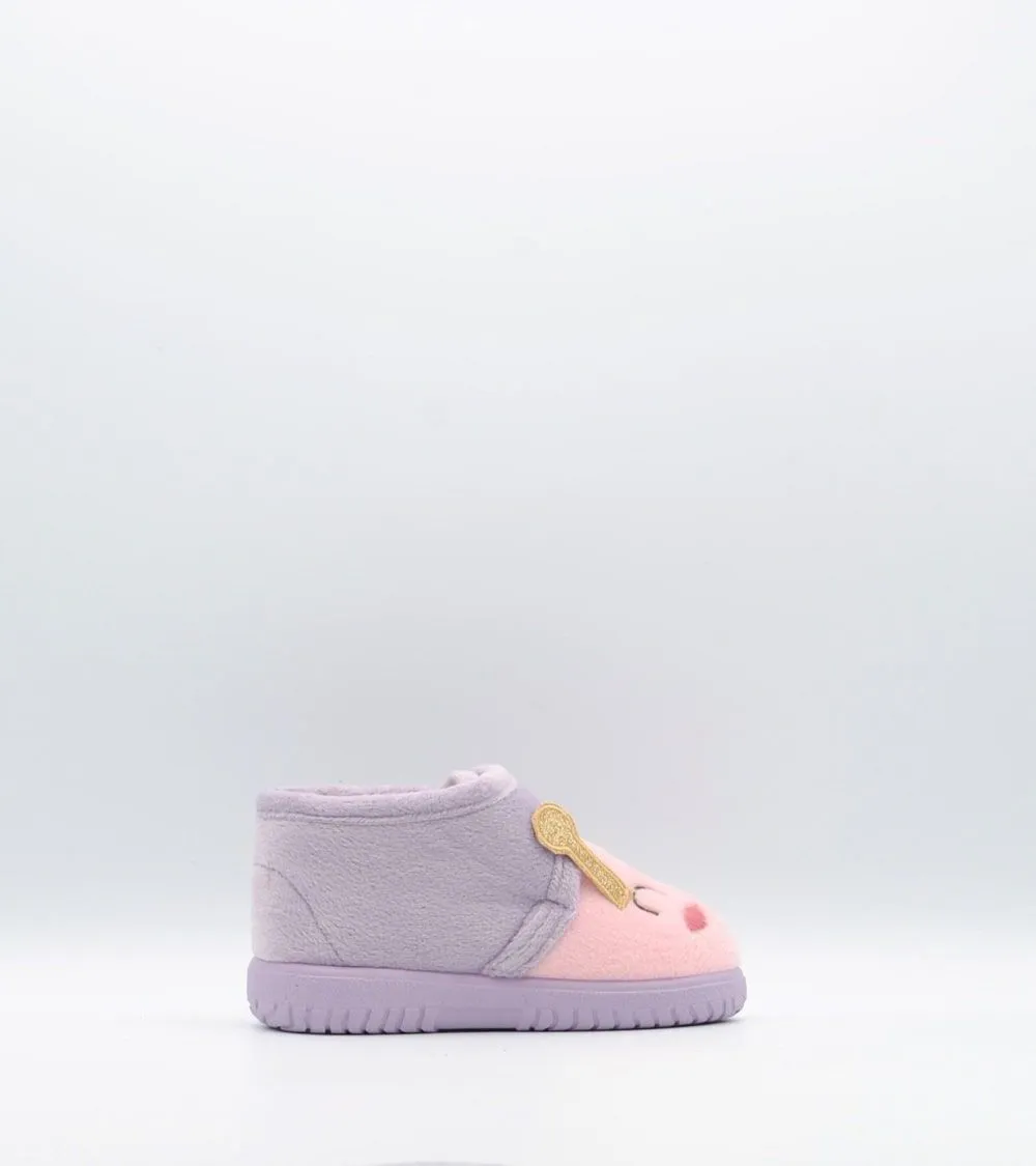ZAPATILLAS DE CASA VICTORIA VELCRO OJALÁ ANIMALES MARIPOSA LILA
