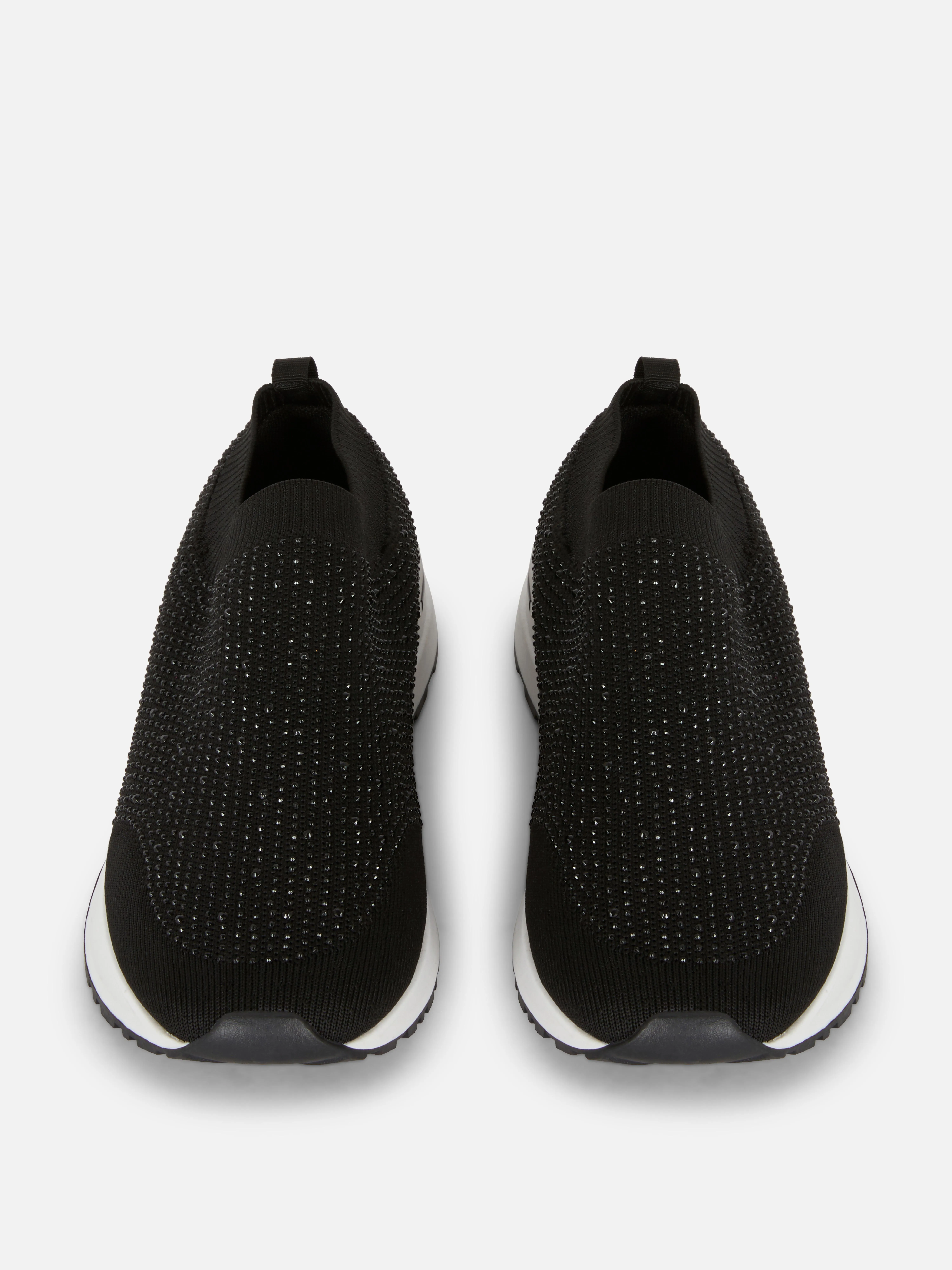 Zapatillas tipo calcetín con strass