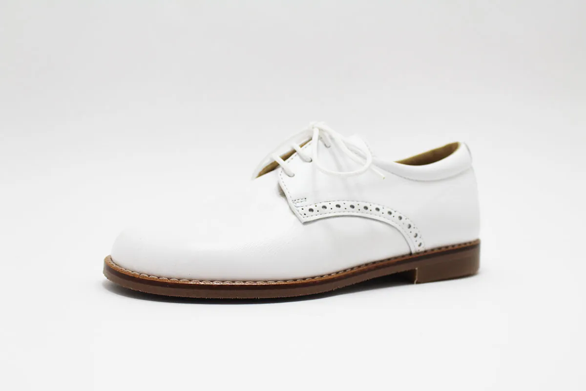 Zapato blucher blanco cordones comunión niño