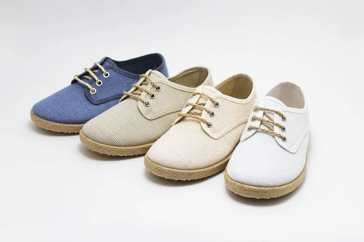 Zapato blucher cordones lino esparto niño