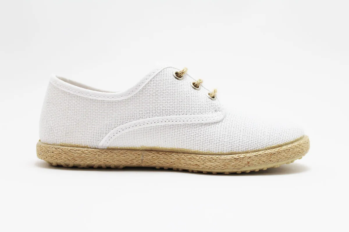 Zapato blucher cordones lino esparto niño