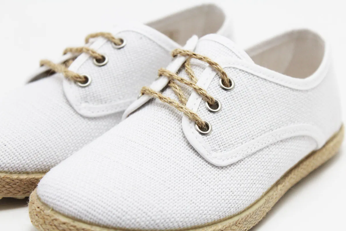 Zapato blucher cordones lino esparto niño