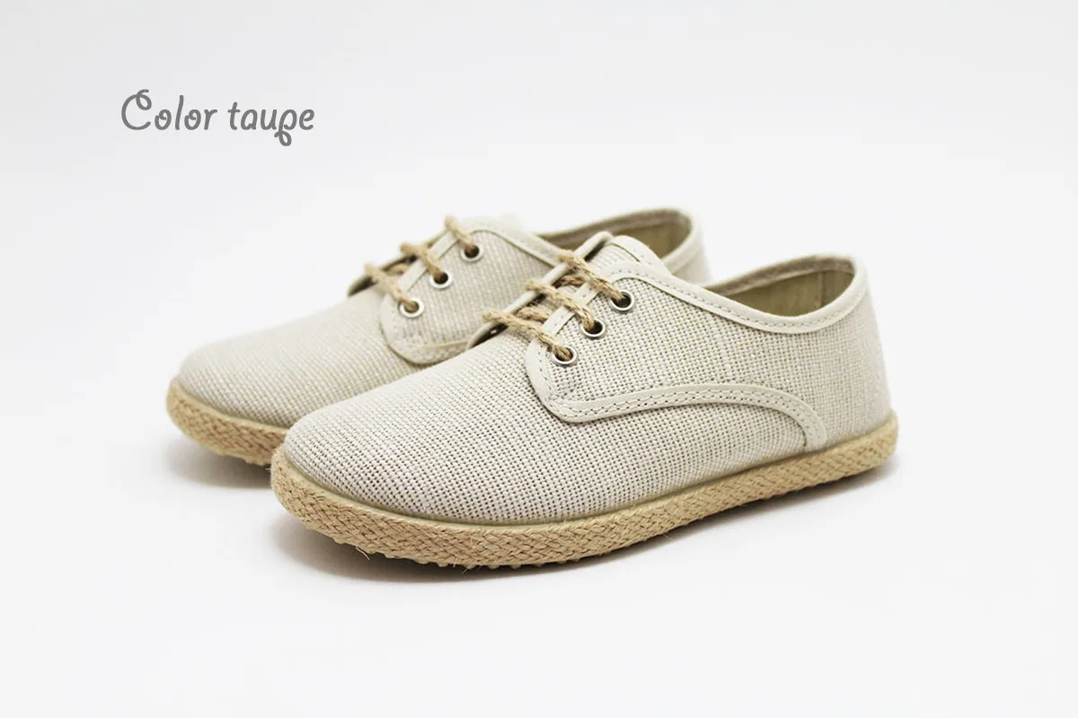 Zapato blucher cordones lino esparto niño