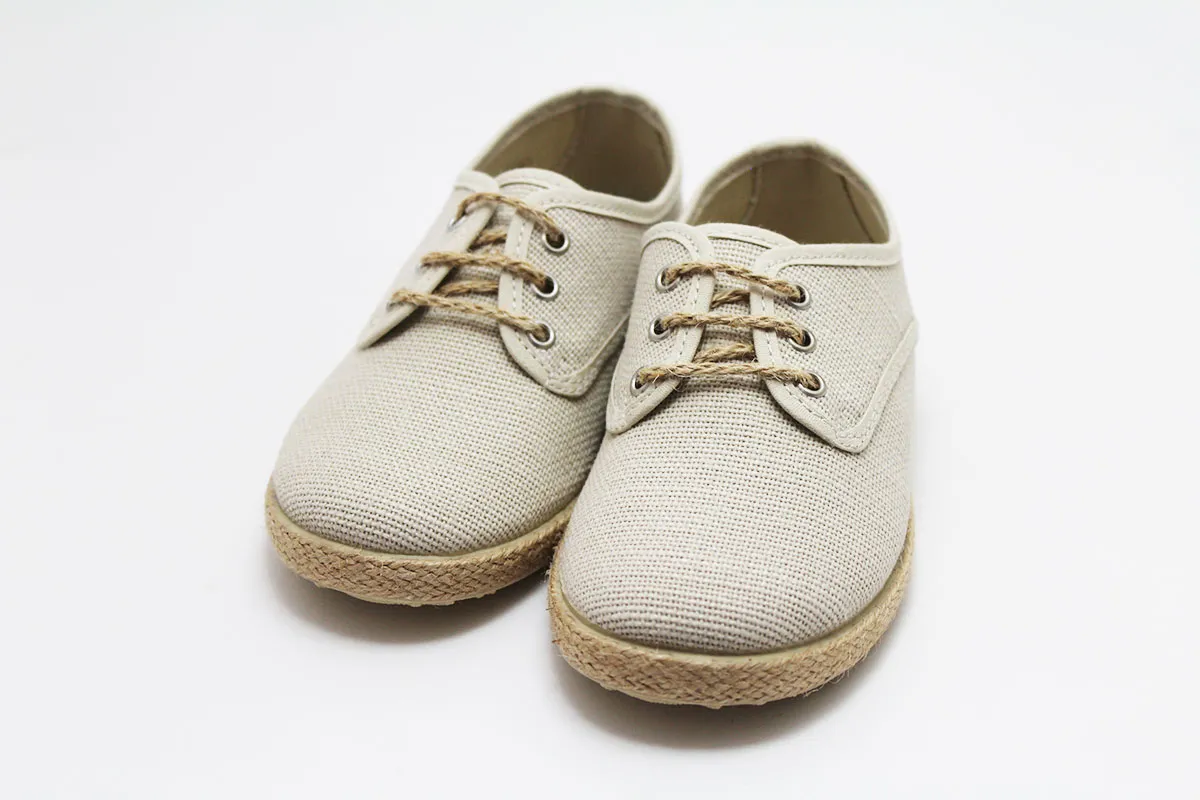 Zapato blucher cordones lino esparto niño