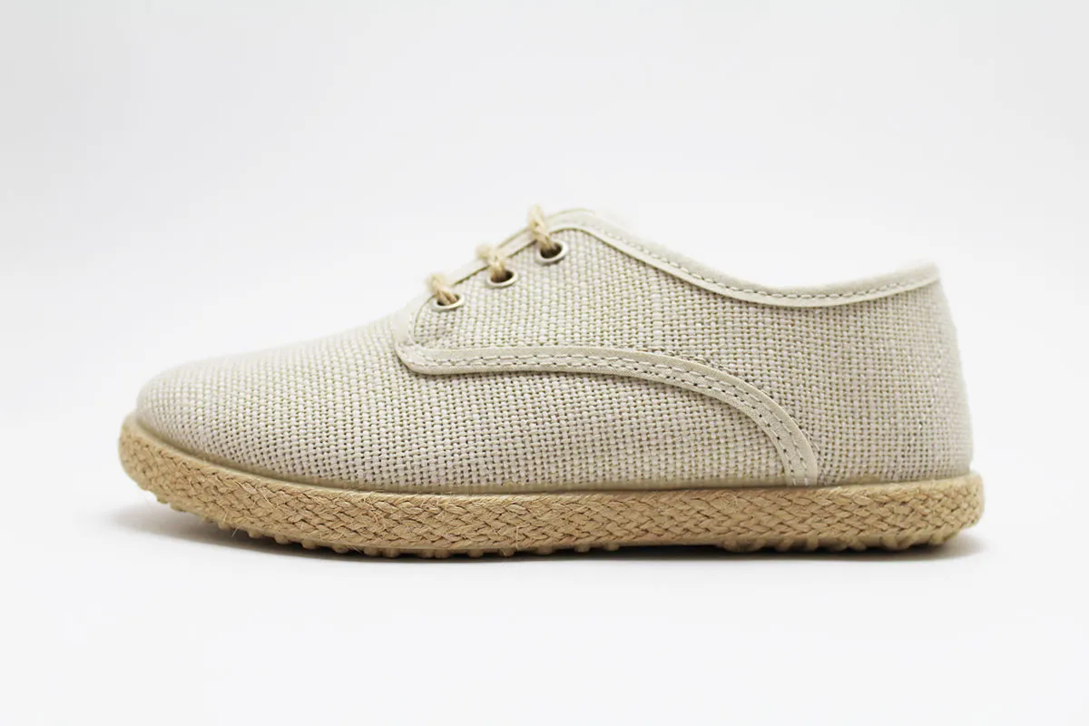 Zapato blucher cordones lino esparto niño