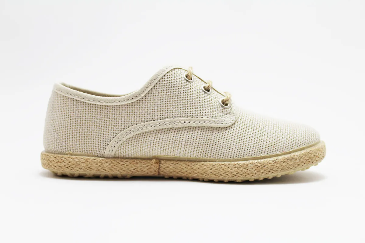 Zapato blucher cordones lino esparto niño
