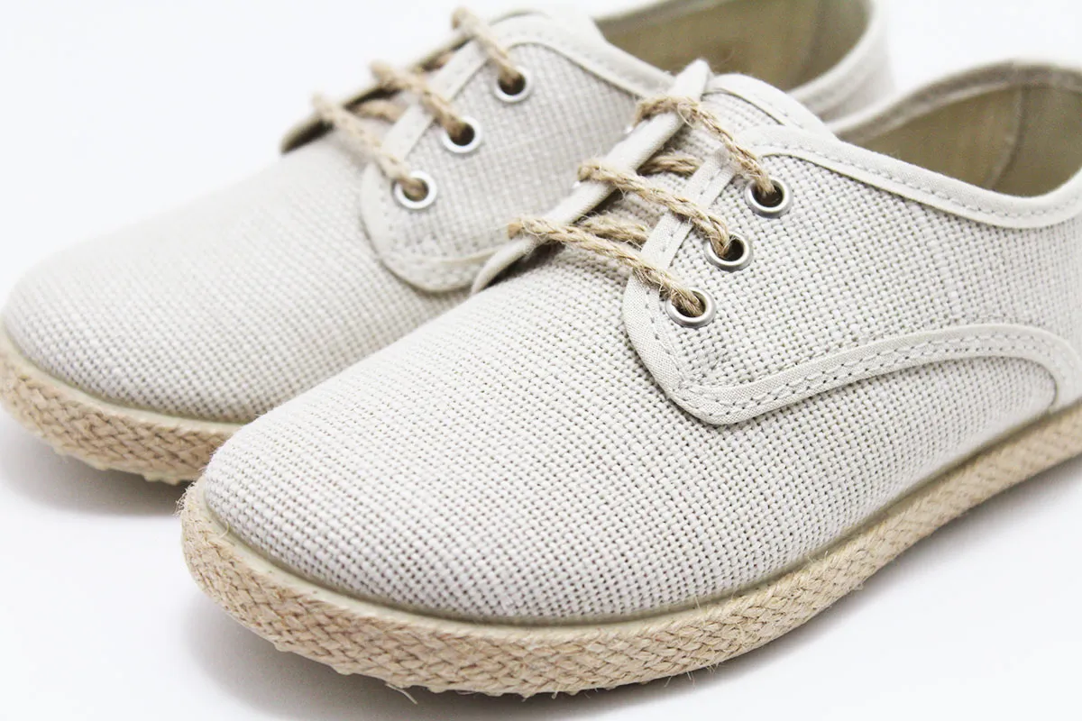 Zapato blucher cordones lino esparto niño