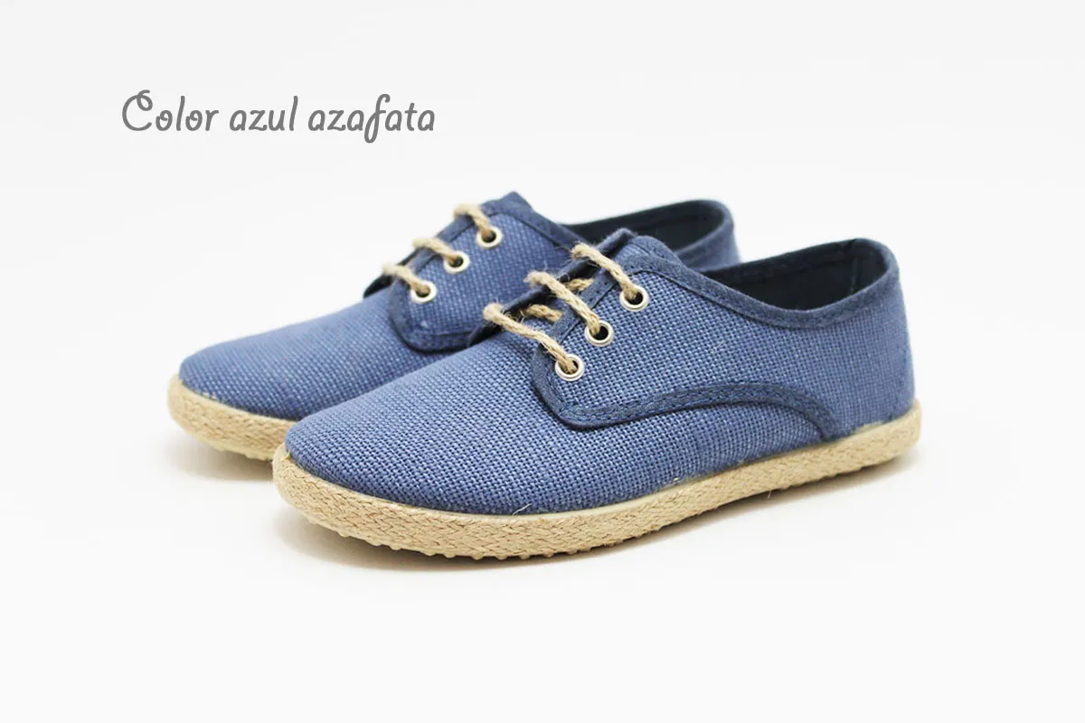 Zapato blucher cordones lino esparto niño