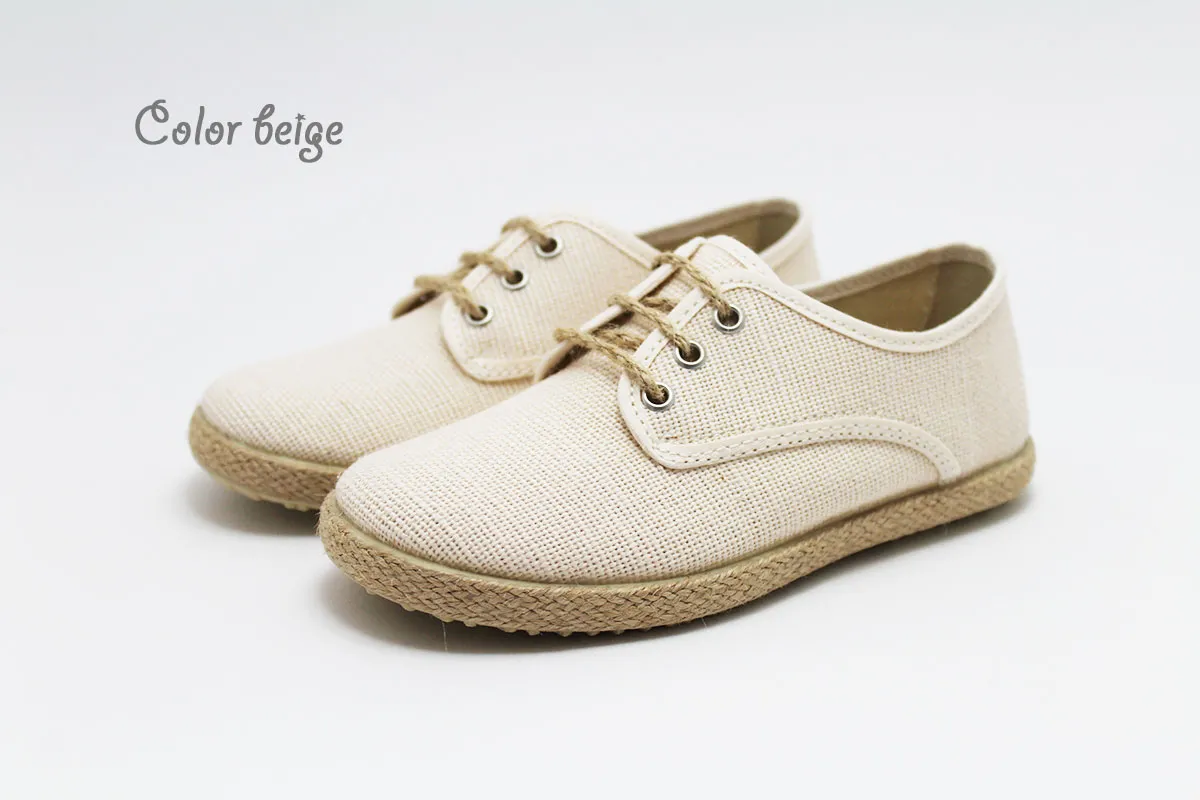 Zapato blucher cordones lino esparto niño