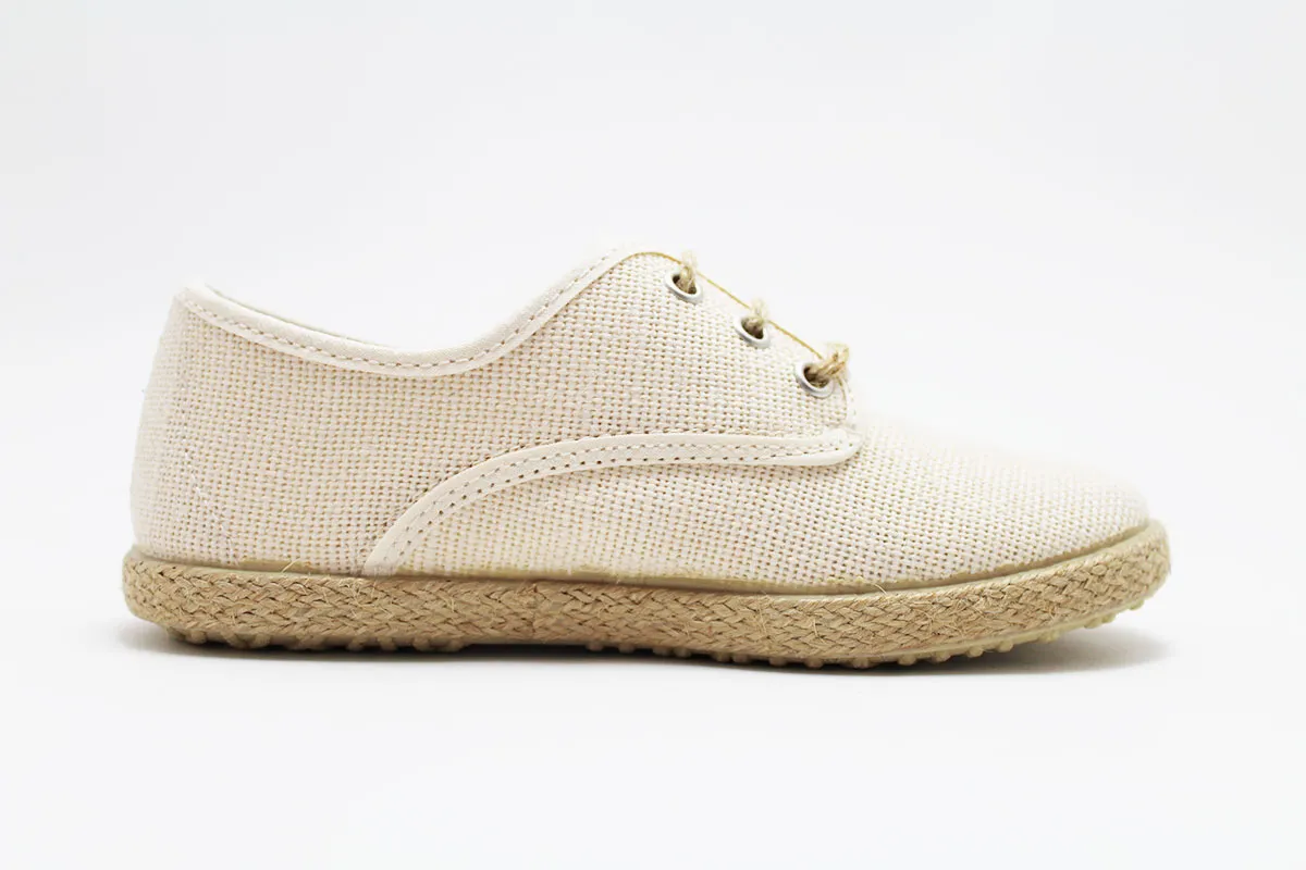 Zapato blucher cordones lino esparto niño
