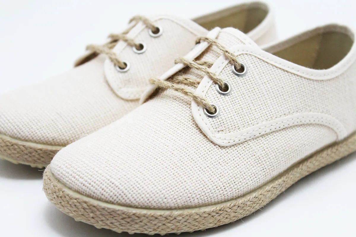 Zapato blucher cordones lino esparto niño