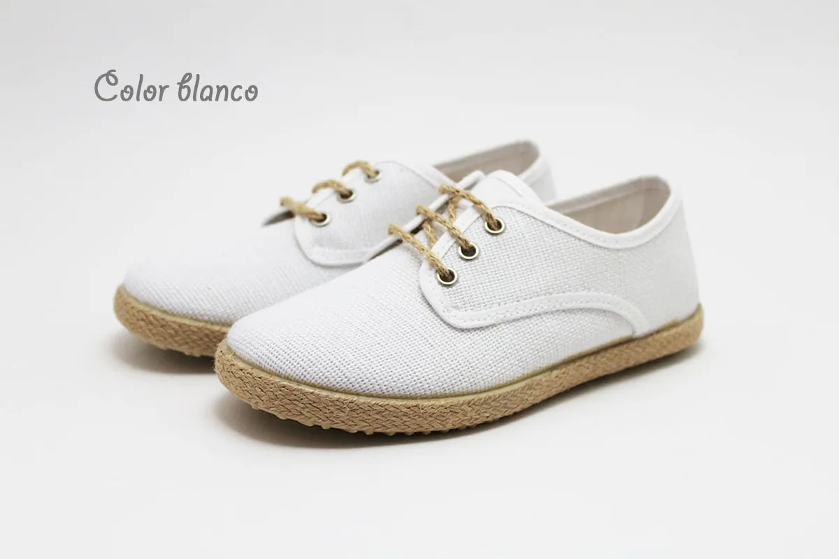 Zapato blucher cordones lino esparto niño