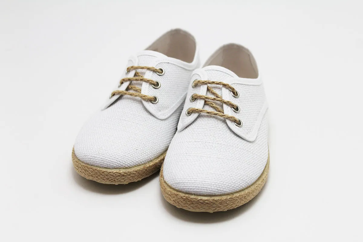 Zapato blucher cordones lino esparto niño