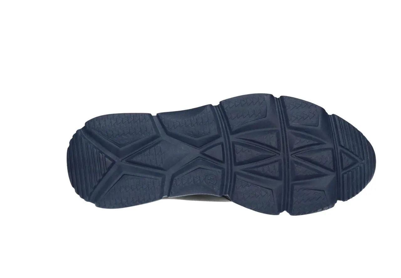 Zapato Cordon Piel Liso Azul Cordones y Filo Talon Marron