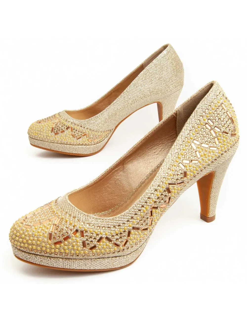 Zapato De Tacón Para Mujer.  Montevita  Unne58  92355 Dorado