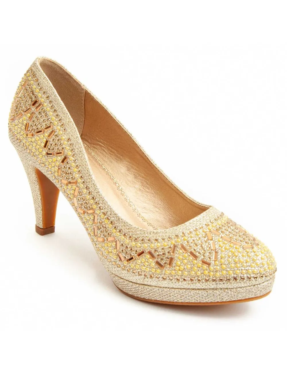 Zapato De Tacón Para Mujer.  Montevita  Unne58  92355 Dorado