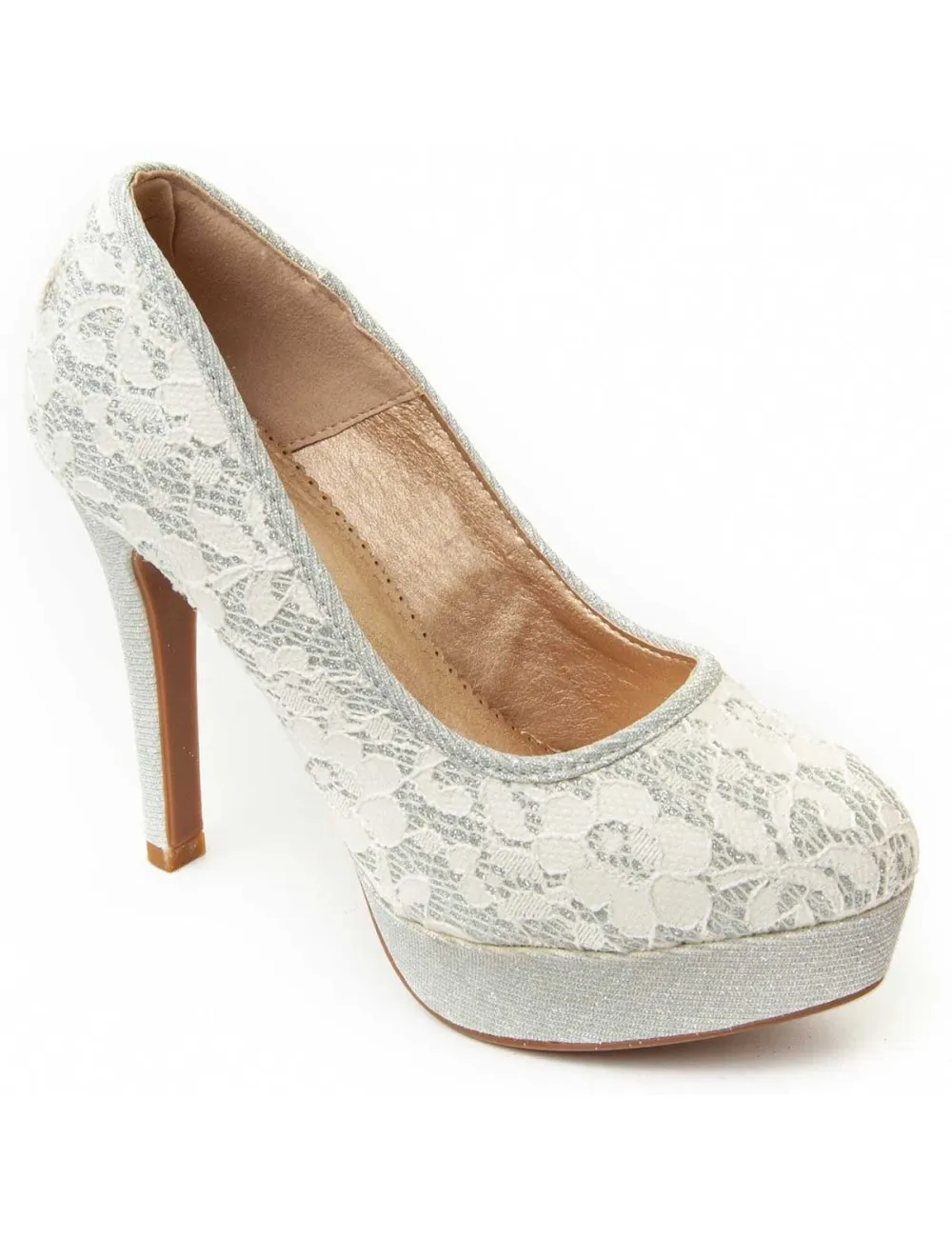 Zapato De Tacón Para Mujer.  Montevita  Unne69  92375 Plateado