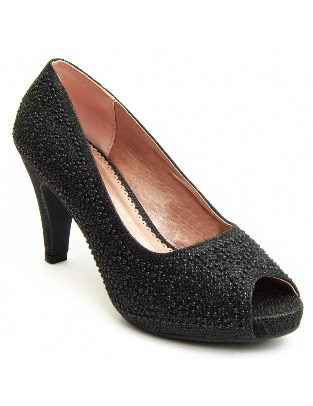 Zapato De Tacón Para Mujer.  Montevita  Unne76  92392 Negro