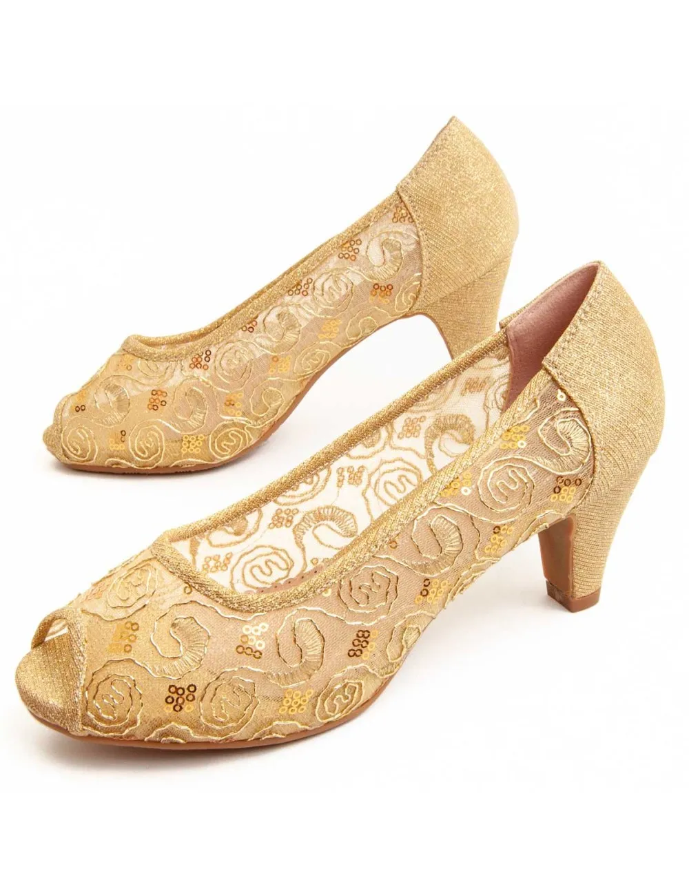 Zapato De Tacón Para Mujer.  Montevita  Unnecebapas  92335 Dorado